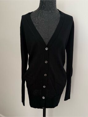 J.Crew Black Washable Wool V-Neck Cardigan
